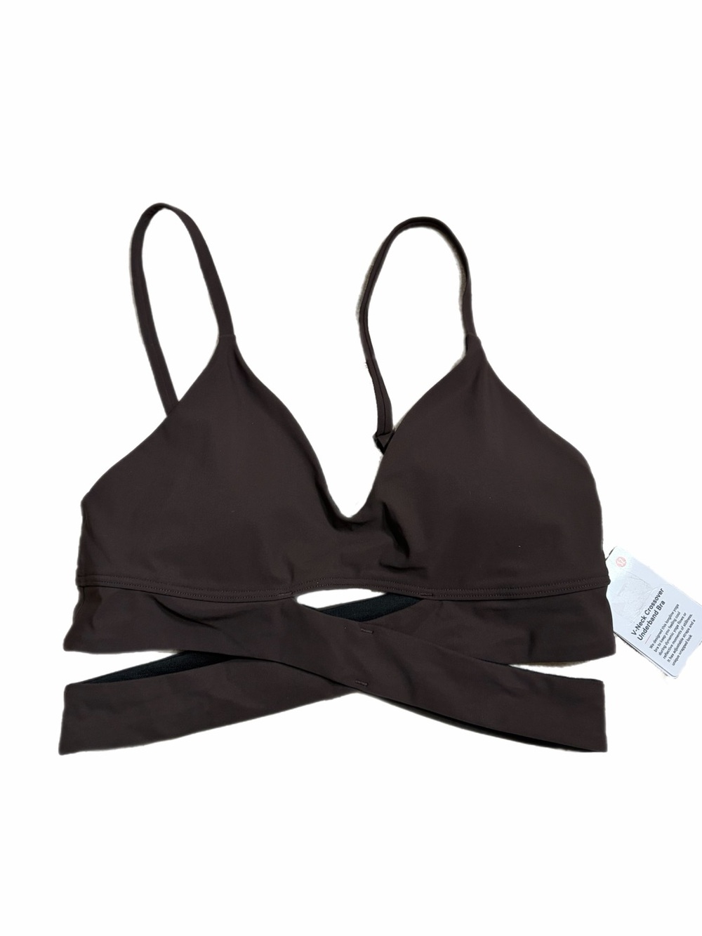 NWT Lululemon V-Neck Crossover Underband Longline Bra (Espresso) Size 4